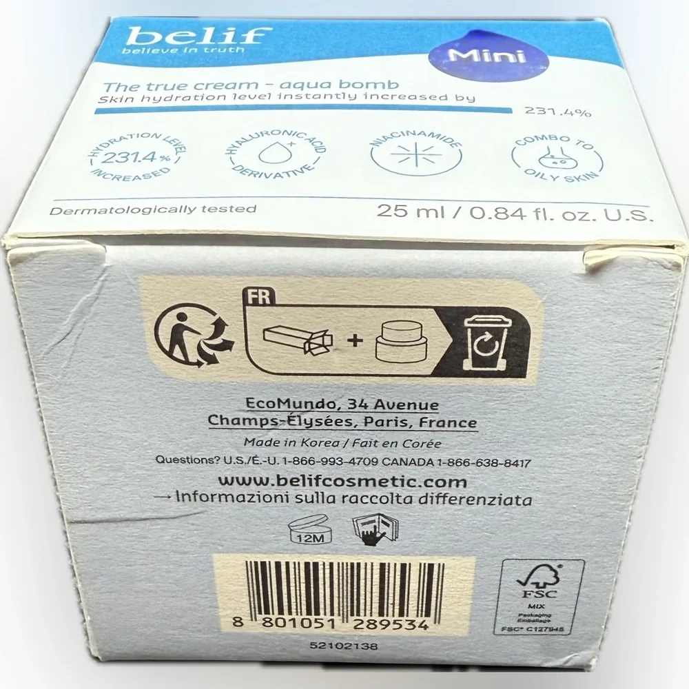 💙BELIF💙The True Cream Aqua Bomb Mini/NIB